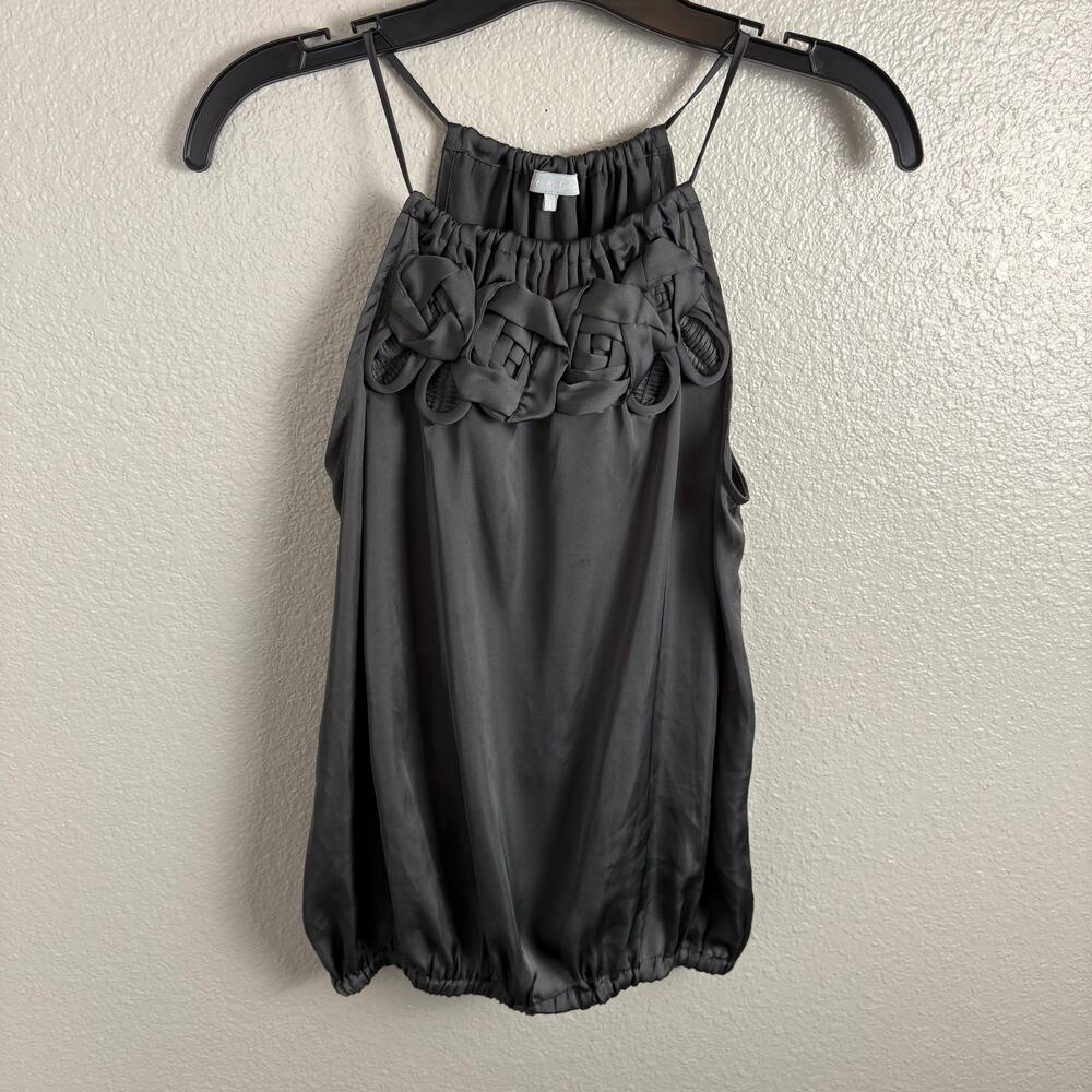 Violet and Claire Size Small Floral Spaghetti Strap Bubble Grey Tank Top Blouse